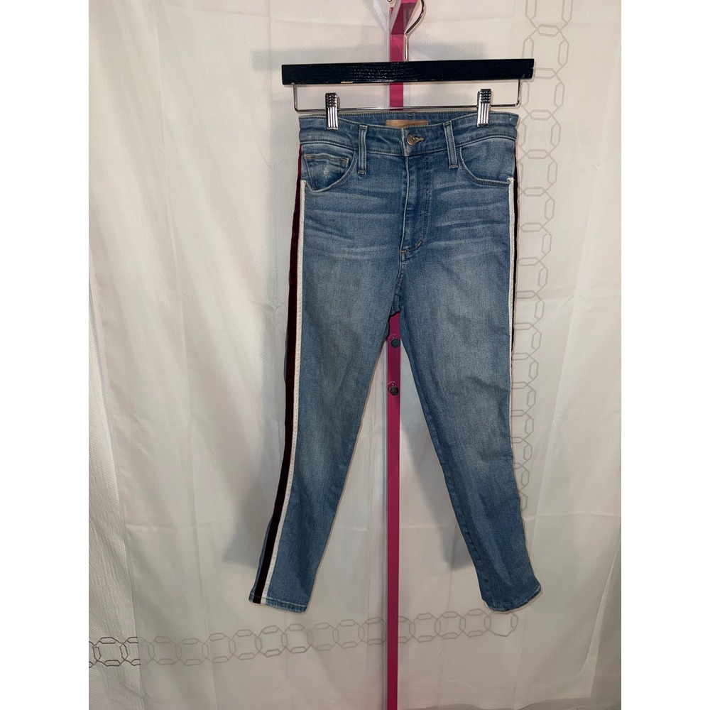 Joes Jeans The Charlie High Rise Skinny Ankle Velvet Side Stripe Blue Denim 25 - Picture 2 of 11